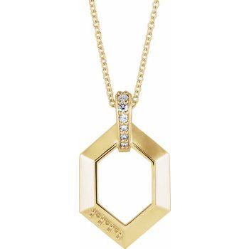 14K Yellow 1 Stone Group .06 CTW Diamond Semi Set Family 16 18 inch Necklace Ref. 16691505