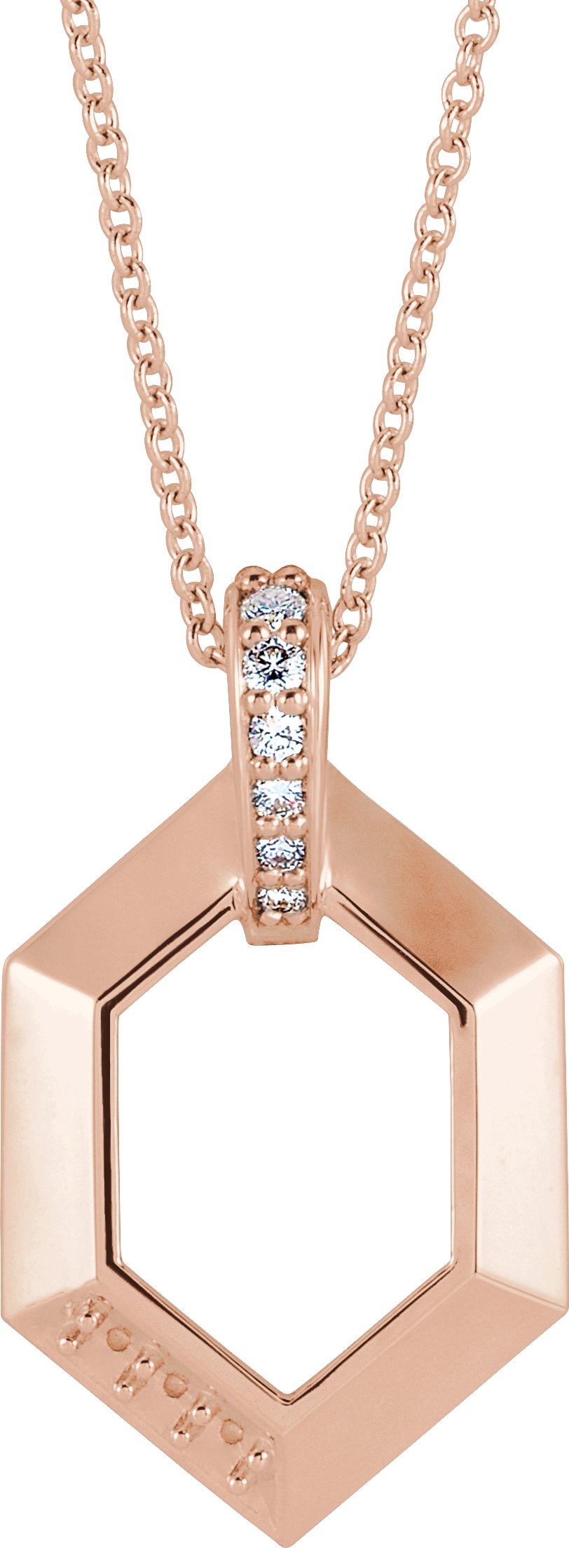 14K Rose 1 Stone Group .06 CTW Diamond Semi Set Family 16 18 inch Necklace Ref. 16691506