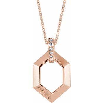 14K Rose 1 Stone Group .06 CTW Diamond Semi Set Family 16 18 inch Necklace Ref. 16691506