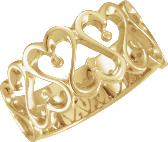 14K Yellow 10 mm Heart Design Band Size 7