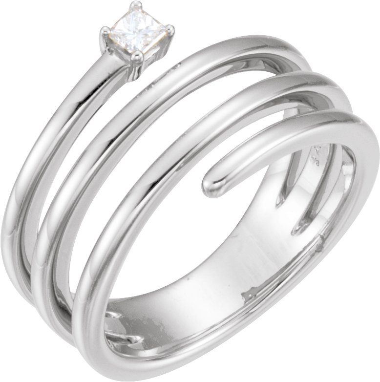 14K White 1/10 CTW Diamond Freeform Ring