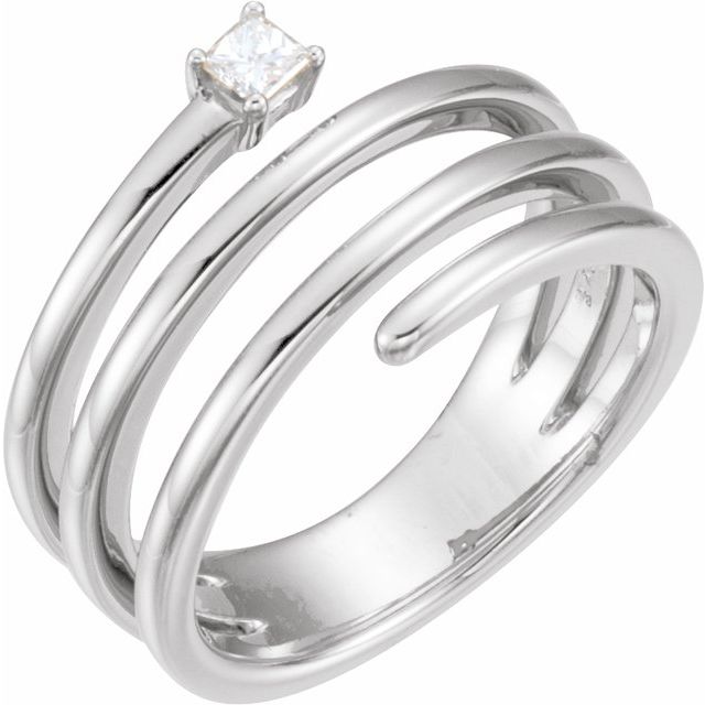 14K White 1/10 CTW Natural Diamond Freeform Ring
