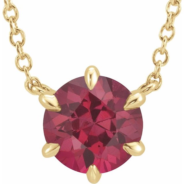14K Yellow Lab-Grown Ruby Solitaire 16