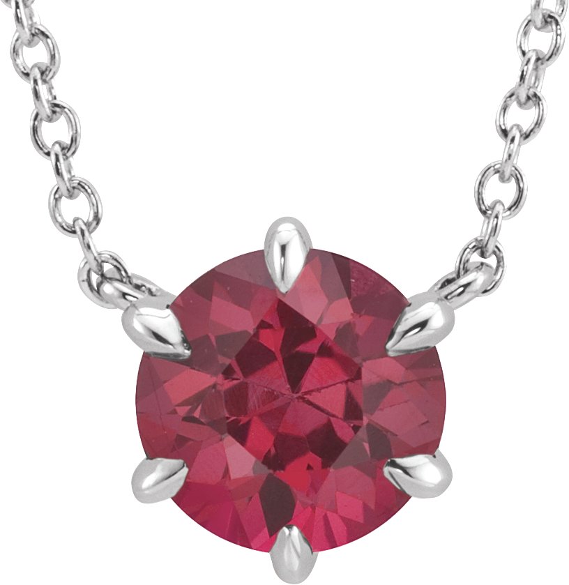 Square Ruby Necklace Silver Lab Grown 6mm Square Ruby 