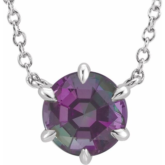 Sterling Silver Lab-Grown Alexandrite Solitaire 18