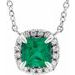 14K White 3x3 mm Lab-Grown Emerald & .05 CTW Natural Diamond 16