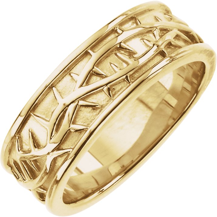 18K Yellow 6 mm Thorn Design Band Size 10