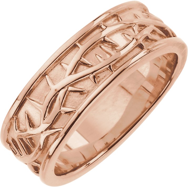 18K Rose 6 mm Thorn Design Ring Size 6