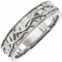 Sterling Silver 6 mm Thorn Design Band Size 10