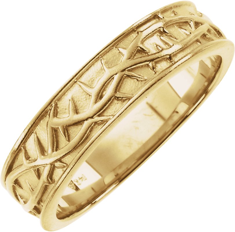 10K Yellow 6 mm Thorn Design Band Size 10
