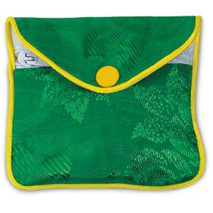 Satin Embroidered Snap Closure Pouch with Zipper