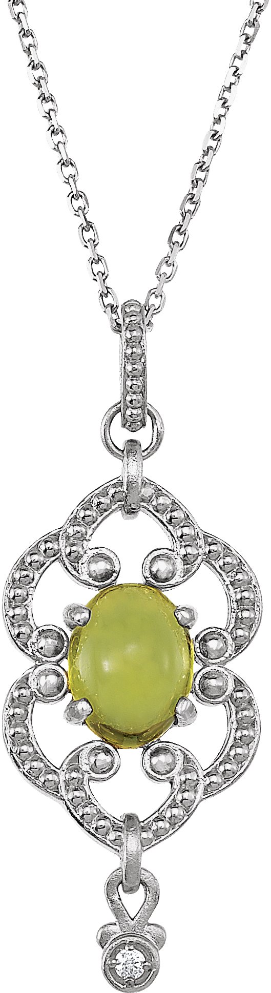 14K White Peridot and .015 CTW Diamond 18 inch Necklace Ref. 3414233