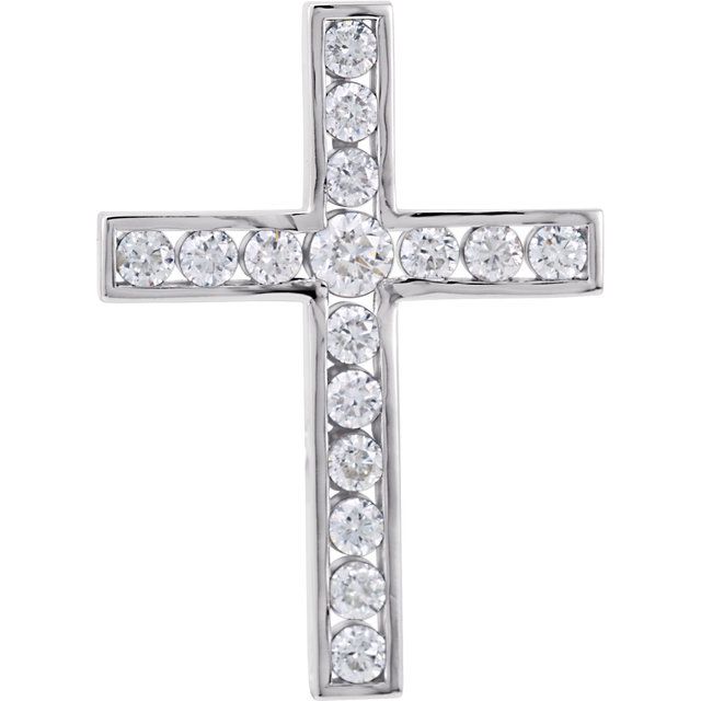 Platinum 3/4 CTW Natural Diamond Cross Pendant