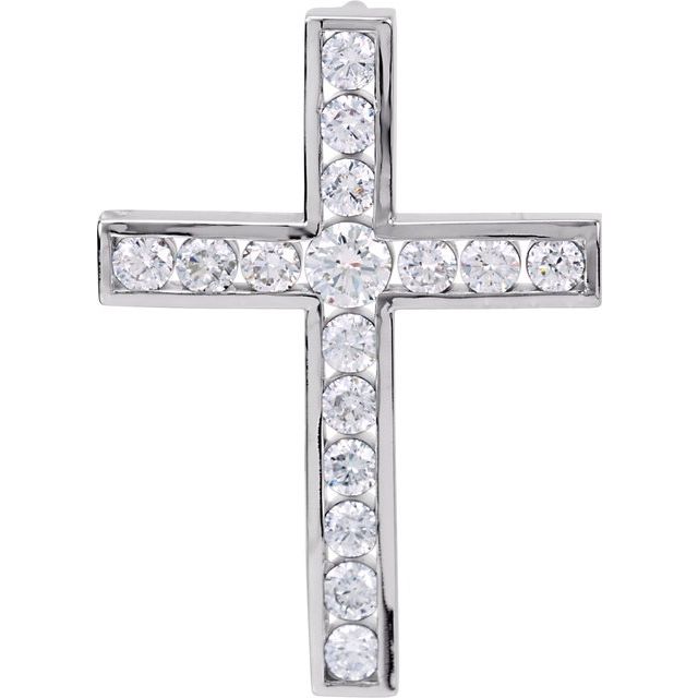 Platinum 1 1/4 CTW Natural Diamond Cross Pendant