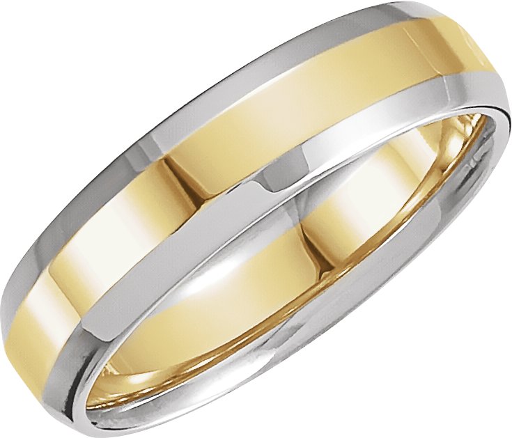 14K White/Yellow  6 mm Beveled-Edge Band Size 9.5