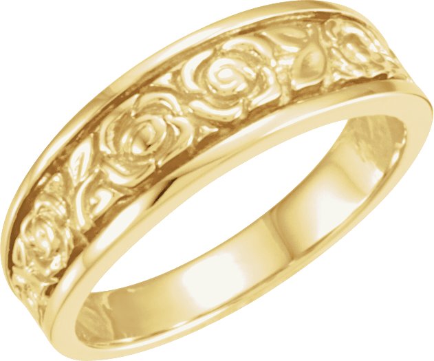 14K Yellow 6 mm Floral Band