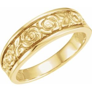 14K Yellow 6 mm Floral Band