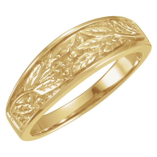 18K Yellow 6.25 mm Floral Band Size 7 