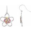 14K White Peridot and Pink Tourmaline Flower Earrings Ref 3415426