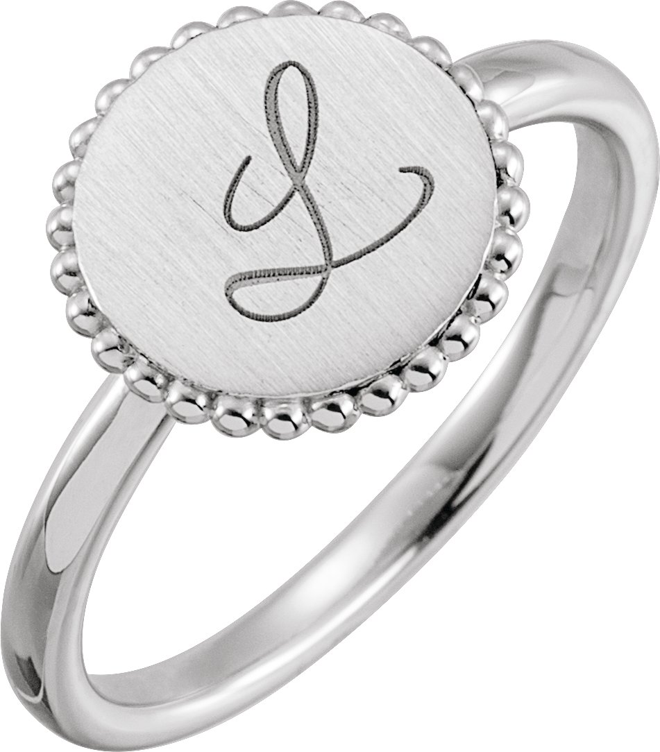 Sterling Silver Engravable Beaded Ring