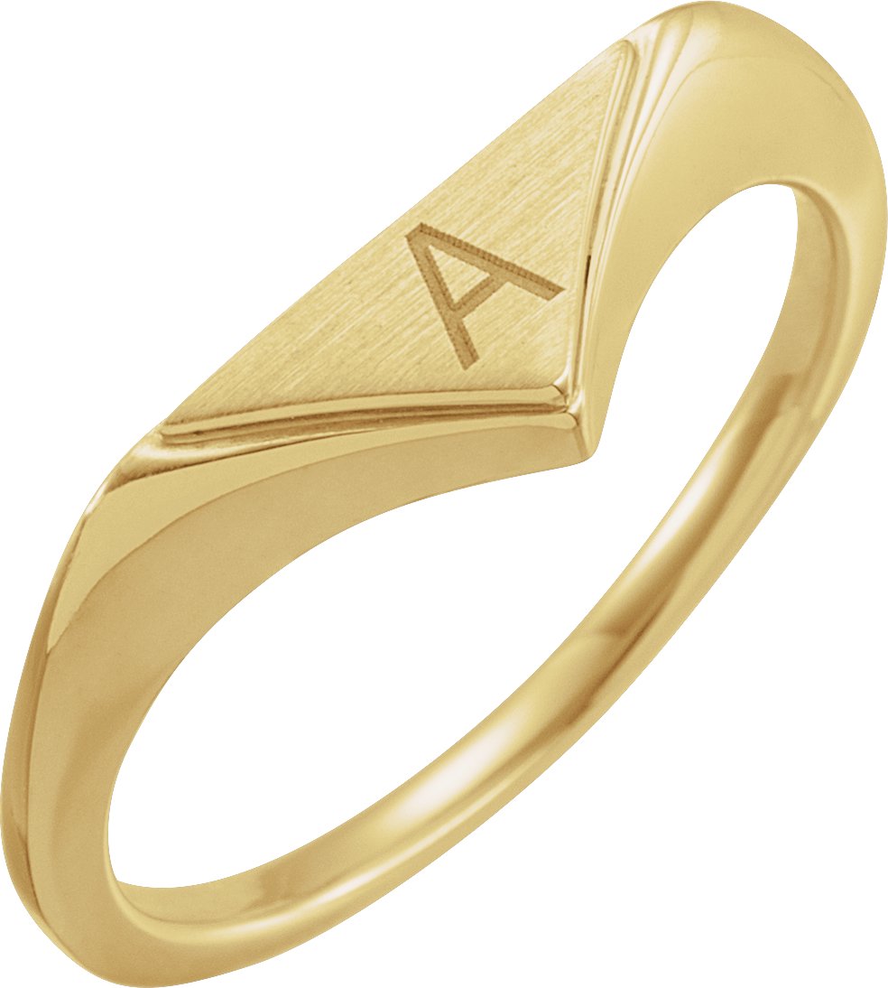 14K Yellow 11.5x6 mm Geometric Signet Ring