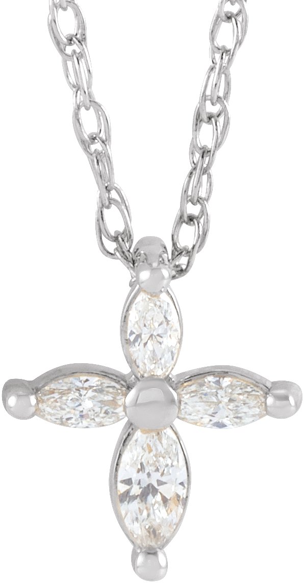 Platinum 1/6 CTW Natural Diamond Cross 18" Necklace