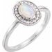 Sterling Silver Natural White Opal & .08 CTW Natural Diamond Halo-Style Ring