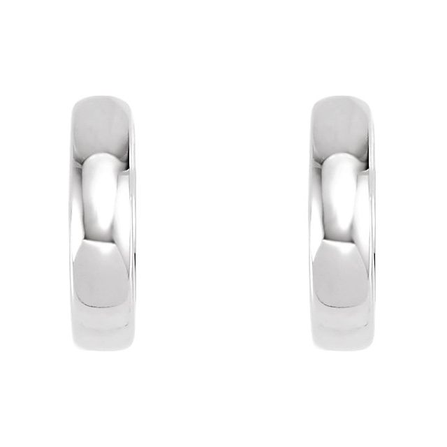 14K White 11.5 mm Hinged Huggie Hoop Earrings