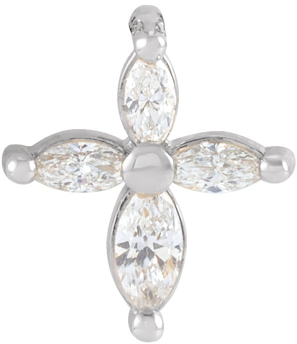 14K White 1/6 CTW Natural Diamond Cross Pendant