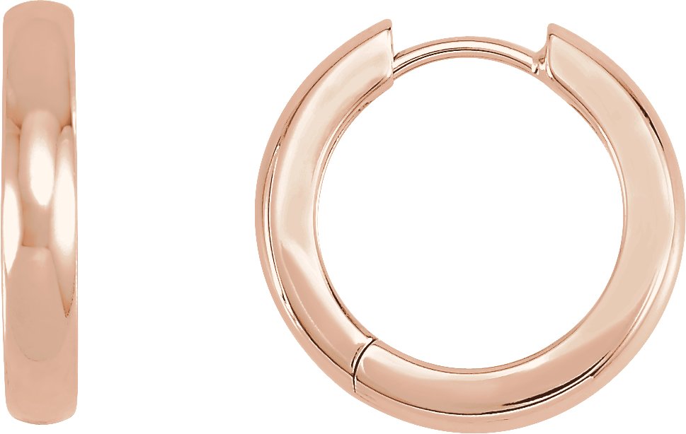 14K Rose 17.5 mm Hinged Huggie Hoop Earrings