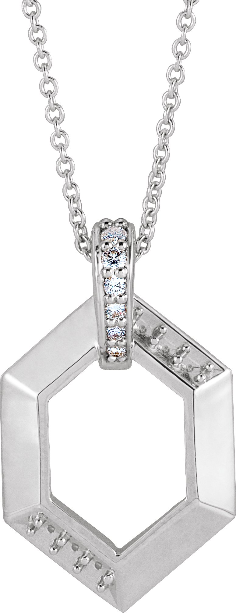14K White 2 Stone Groups .06 CTW Diamond Semi Set Family 16 18 inch Necklace Ref. 16691509