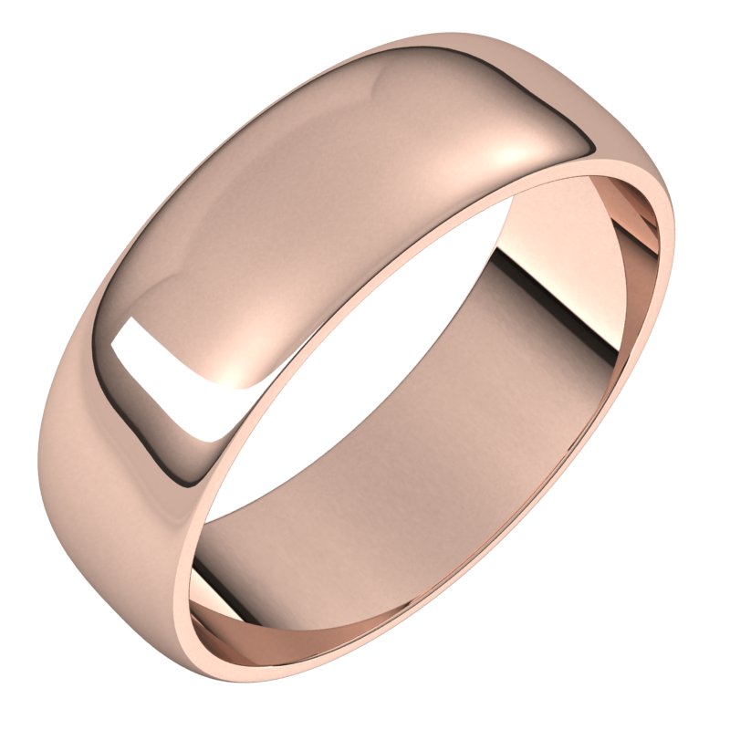 14K Rose 6 mm Half Round Light Band Size 8.5