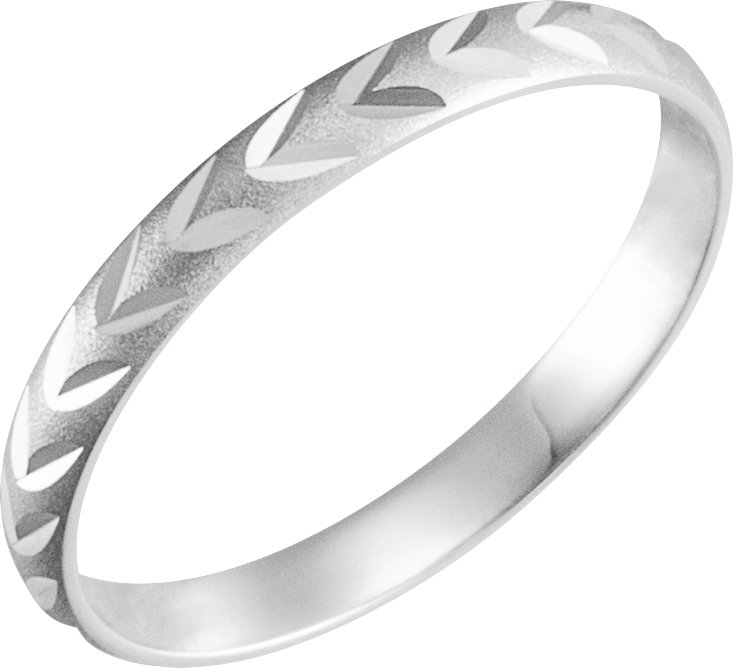 14K White Diamond Cut Midi Ring Size 2