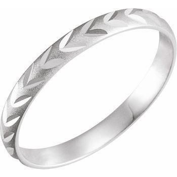 14K White Diamond Cut Midi Ring Size .5