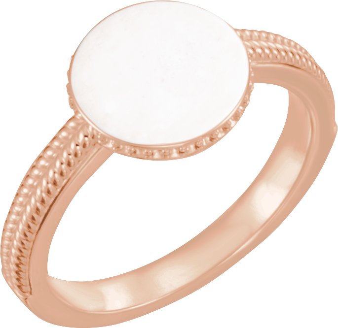 18K Rose .08 mm Round 10 mm Round Signet Ring Mounting