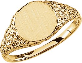 14K Yellow 9 mm Round Signet Ring