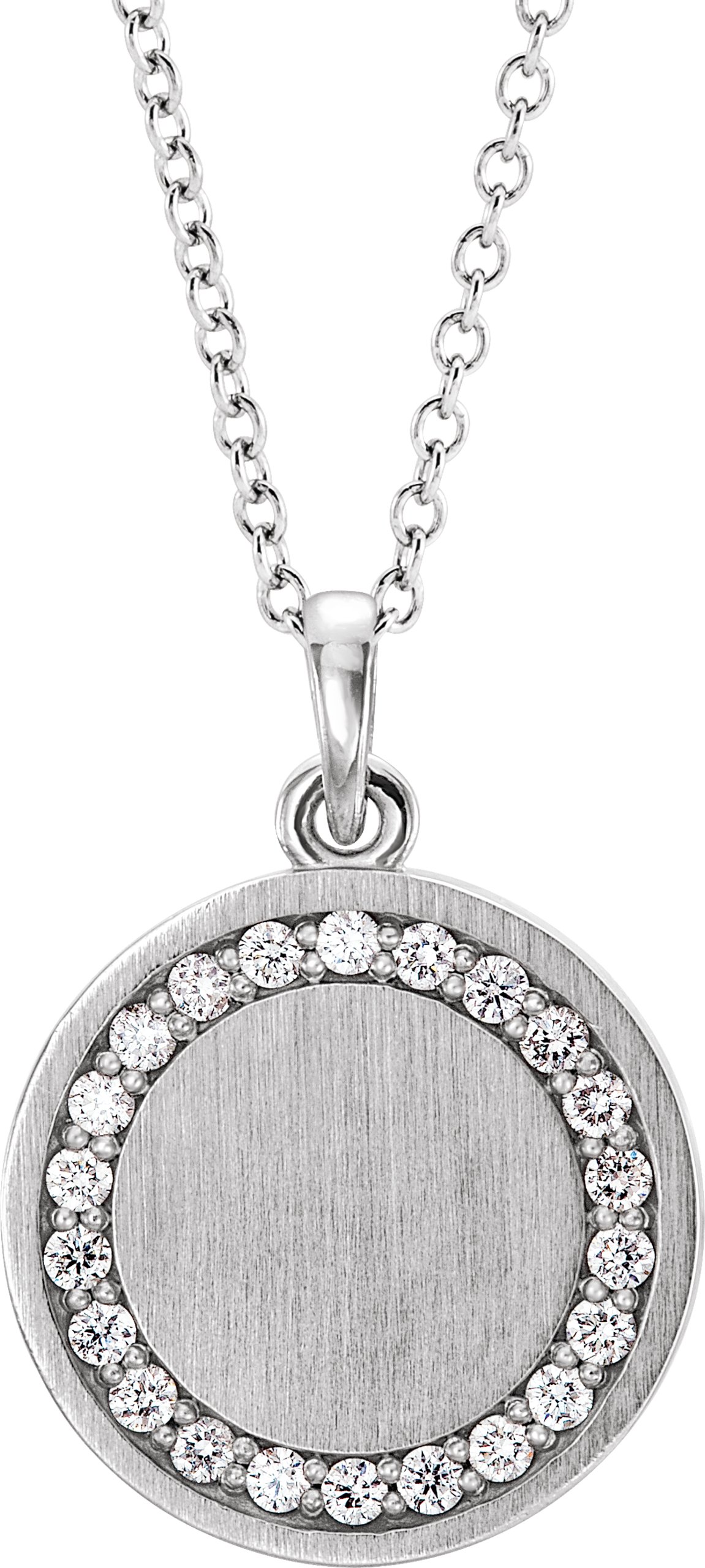 14K White 1/5 CTW Natural Diamond Engravable 16-18" Necklace