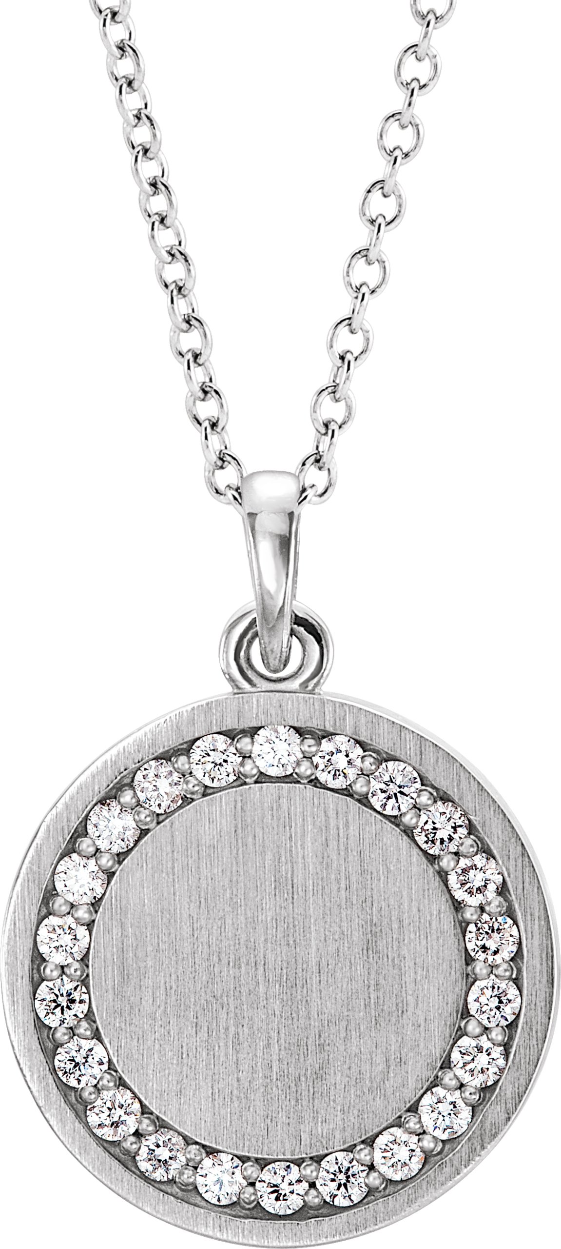 Sterling Silver 1/5 CTW Diamond Engravable 16-18" Necklace