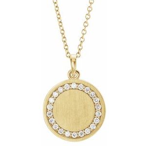 14K Yellow 1/5 CTW Diamond Engravable 16-18" Necklace