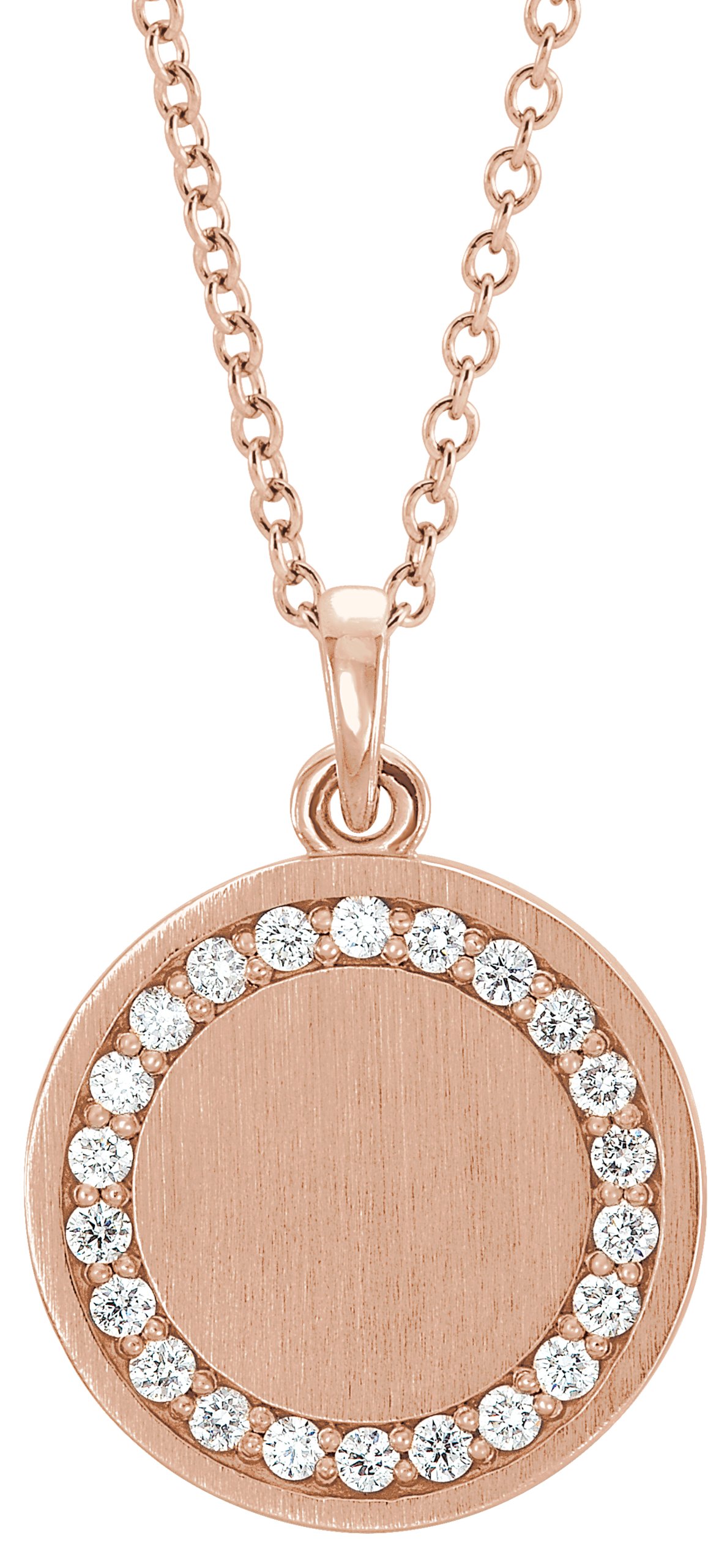 14K Rose 1/5 CTW Natural Diamond Engravable 16-18 Necklace