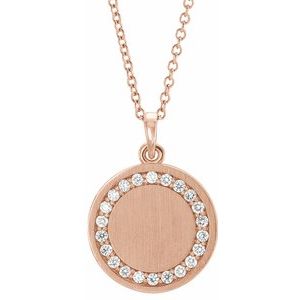 14K Rose 1/5 CTW Diamond Engravable 16-18" Necklace