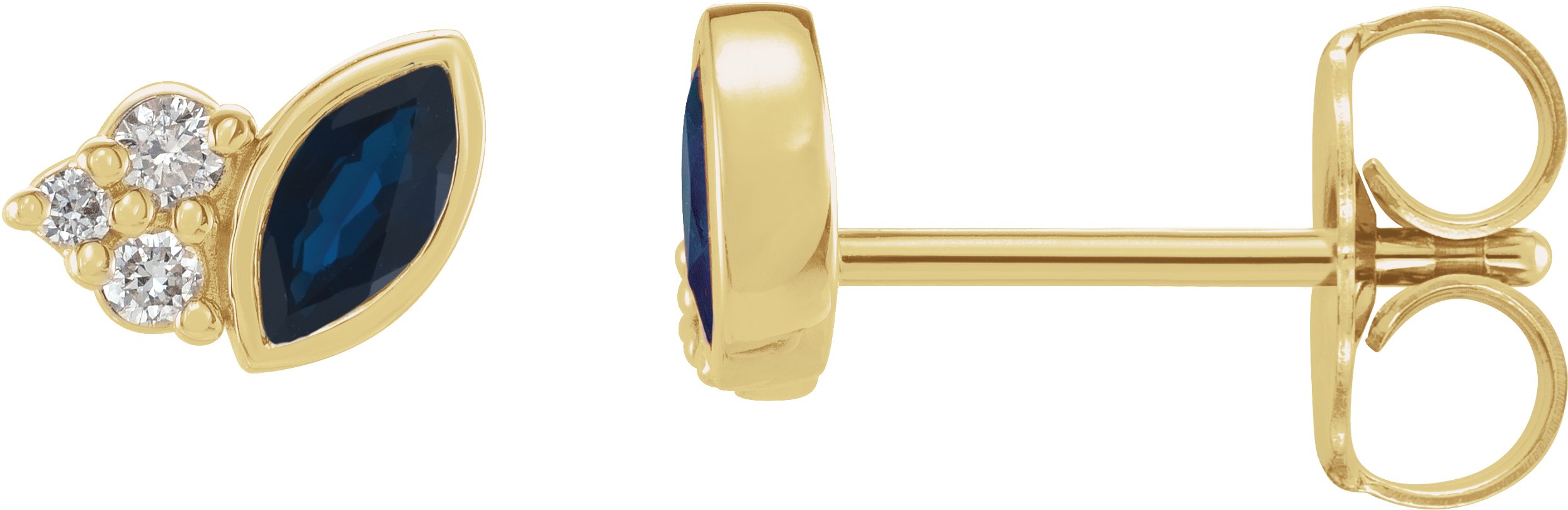 14k Solid Gold Diamond Cross Stud Ear Rings (.05CTW)