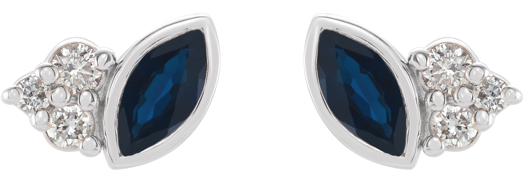 14K White Blue Sapphire & .05 CTW Diamond Earrings
