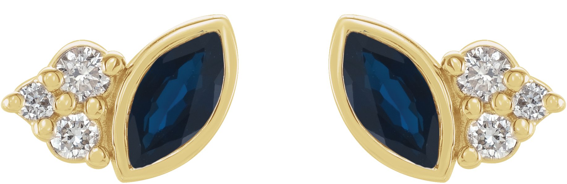 14K Yellow Blue Sapphire & .05 CTW Diamond Earrings
