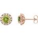 14K Rose 6 mm Natural Peridot & 1/3 CTW Natural Diamond Halo-Style Earrings