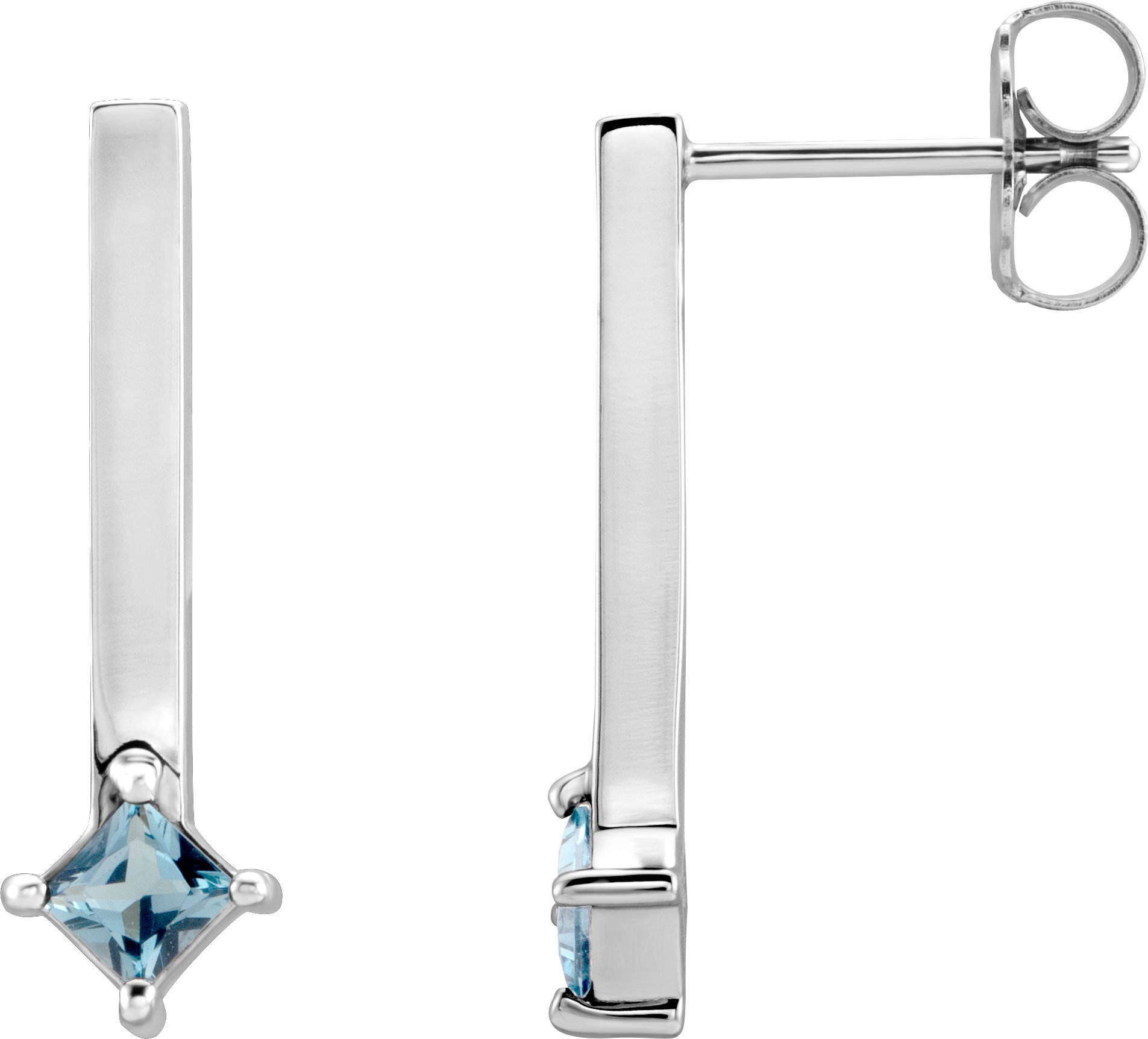 14K White London Blue Topaz Bar Drop Earrings Ref 16285900