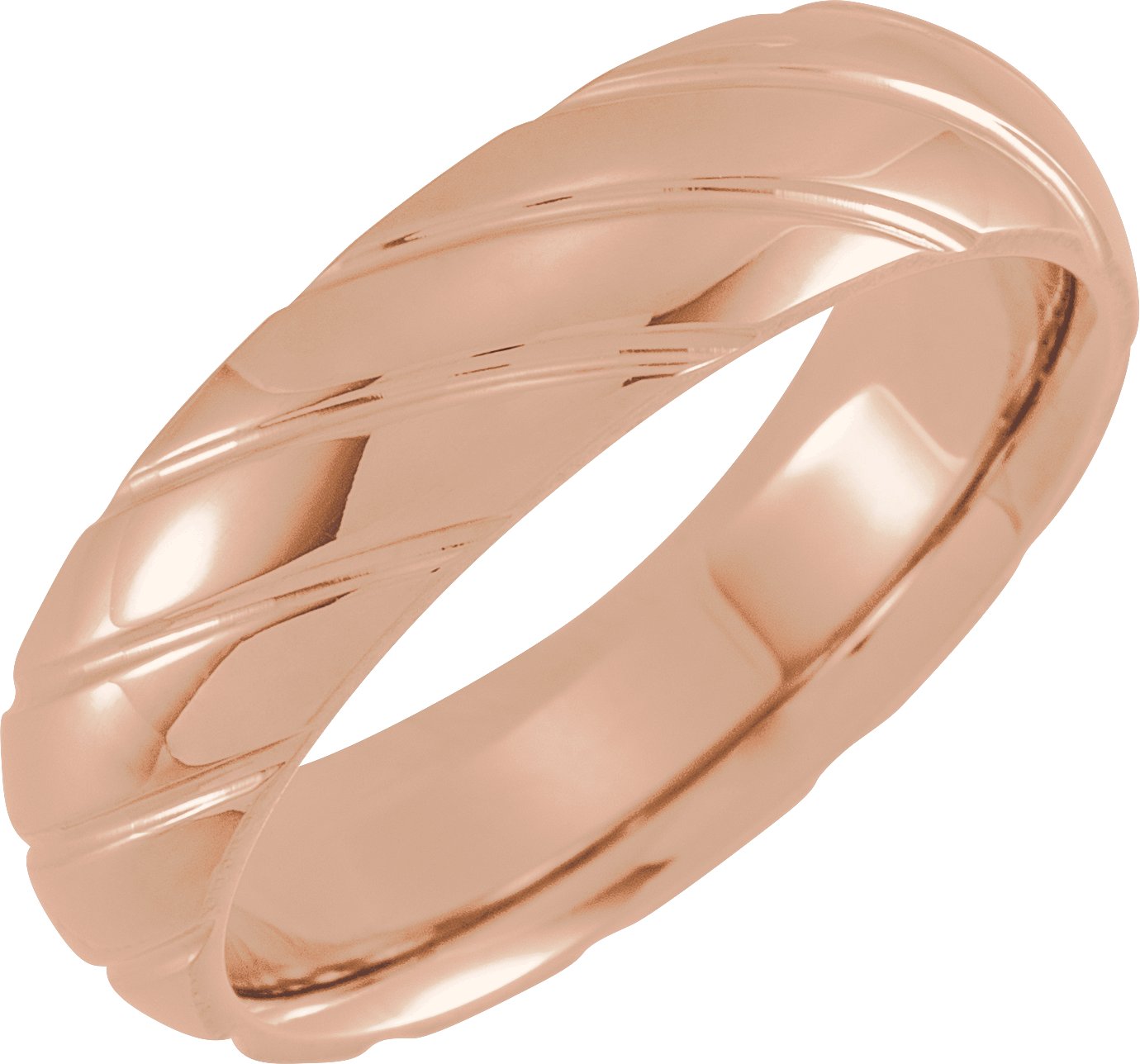 14K Rose 6 mm Grooved Band Size 10