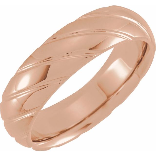 14K Rose 6 mm Grooved Band Size 10