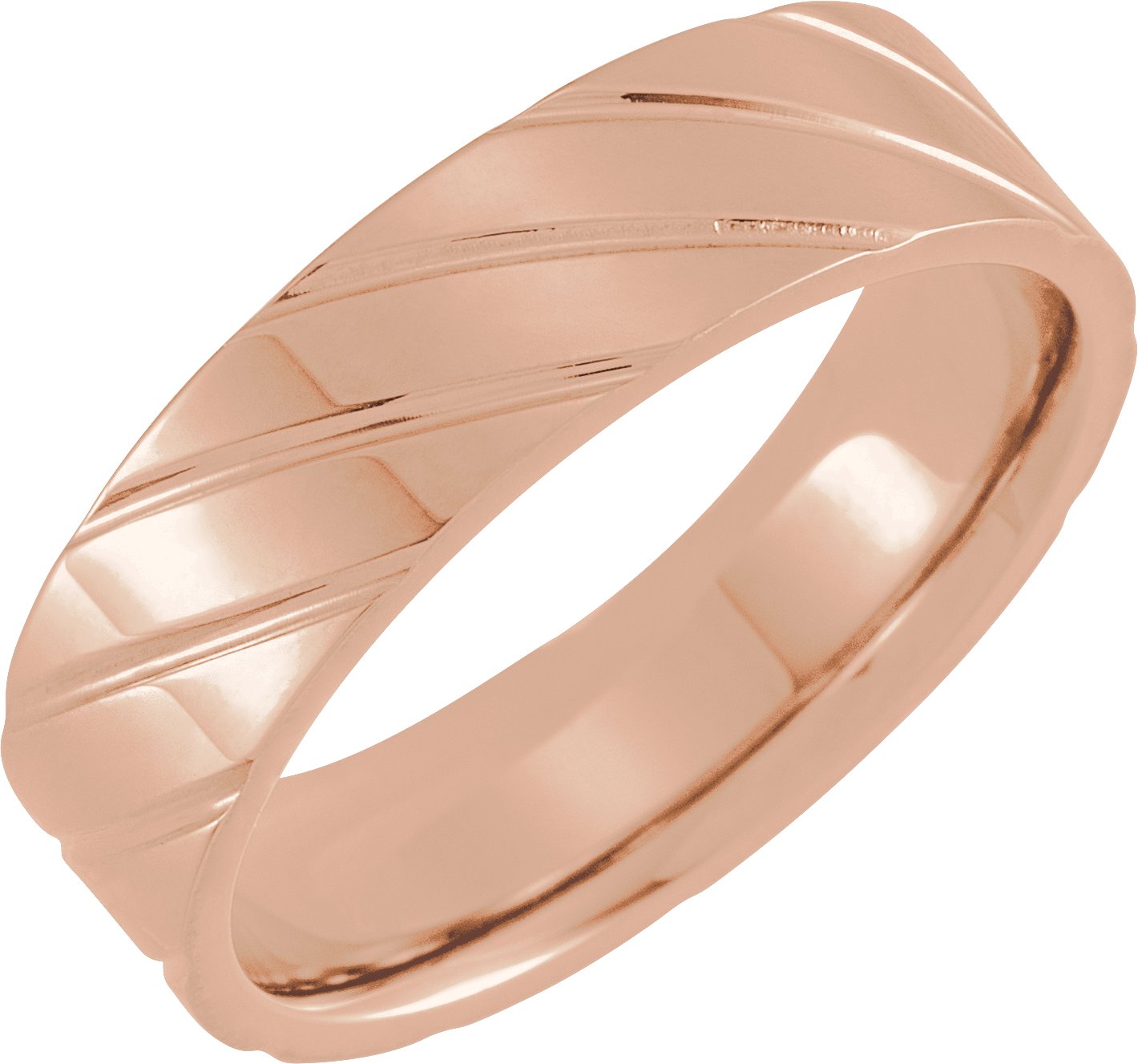 14K Rose 6 mm Grooved Band Size 10