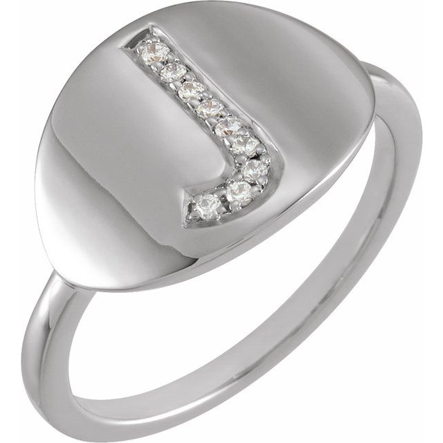 14K White Initial J .05 CTW Diamond Ring